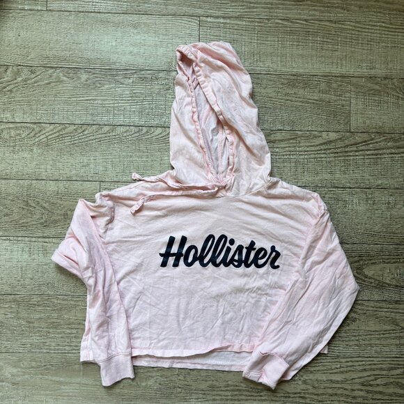 Hollister Pink Long Sleeve Cropped Boyfriend Tee (Size XS) - Picture 1 of 4